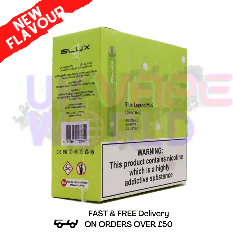 Elux Legend MINI GUMMY BEAR - Box Of 10 600Puff Vapes